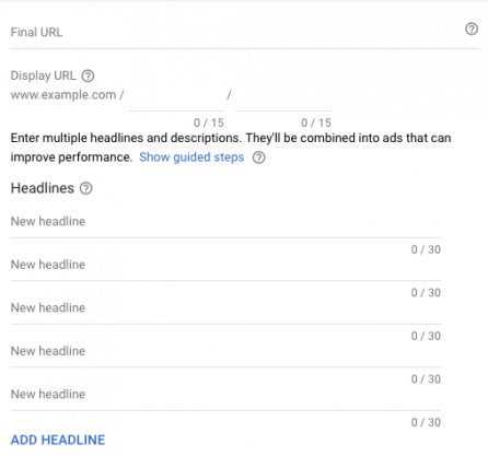 Add headline to Google responsive search ad