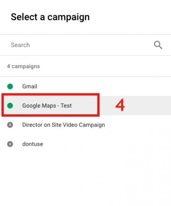 Choose an Active Campaign in Google Maps