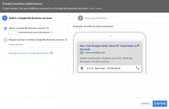 Connect Google My Business and Location Extension