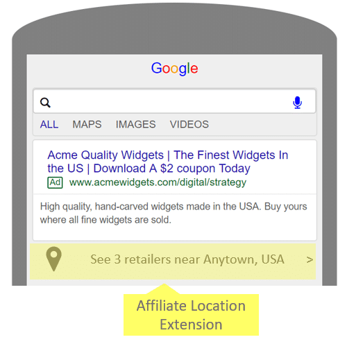 Affiliate Locations in Mobile Ads