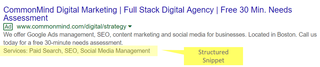 Structured Snippet in Desktop Ads