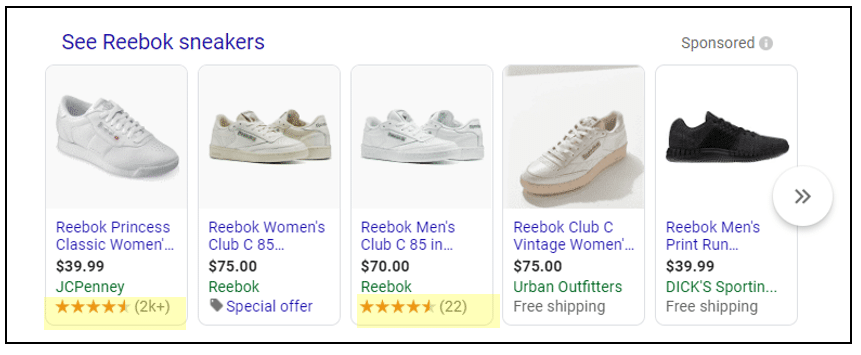 shopping listing example
