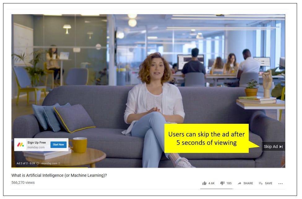 YouTube Skip Ad Example