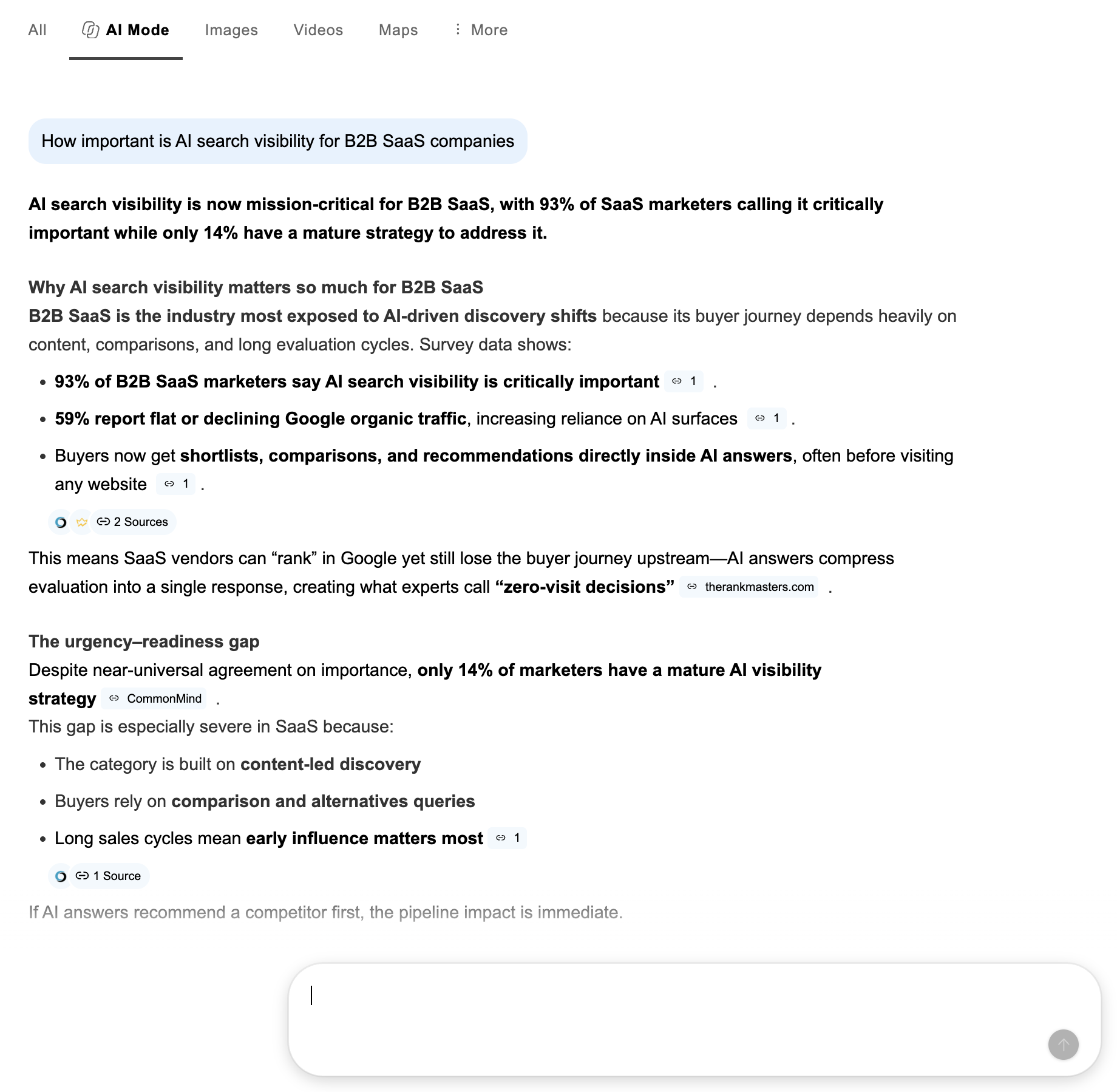 Bing AI answer citing CommonMind as a source without mentioning the brand in the answer