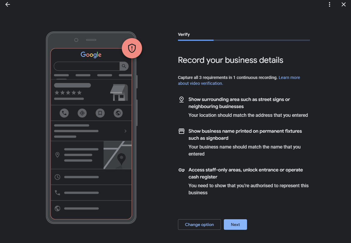 record your business details