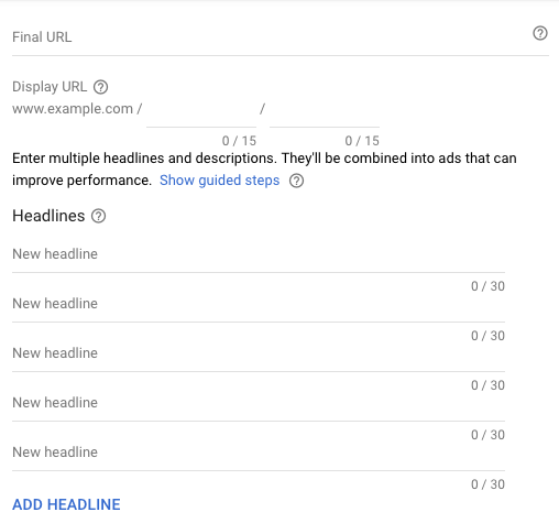 Add headline to Google responsive search ad