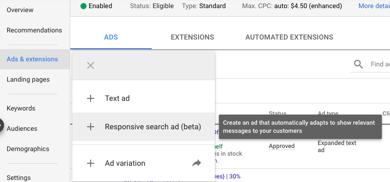 Set up responsive search ads